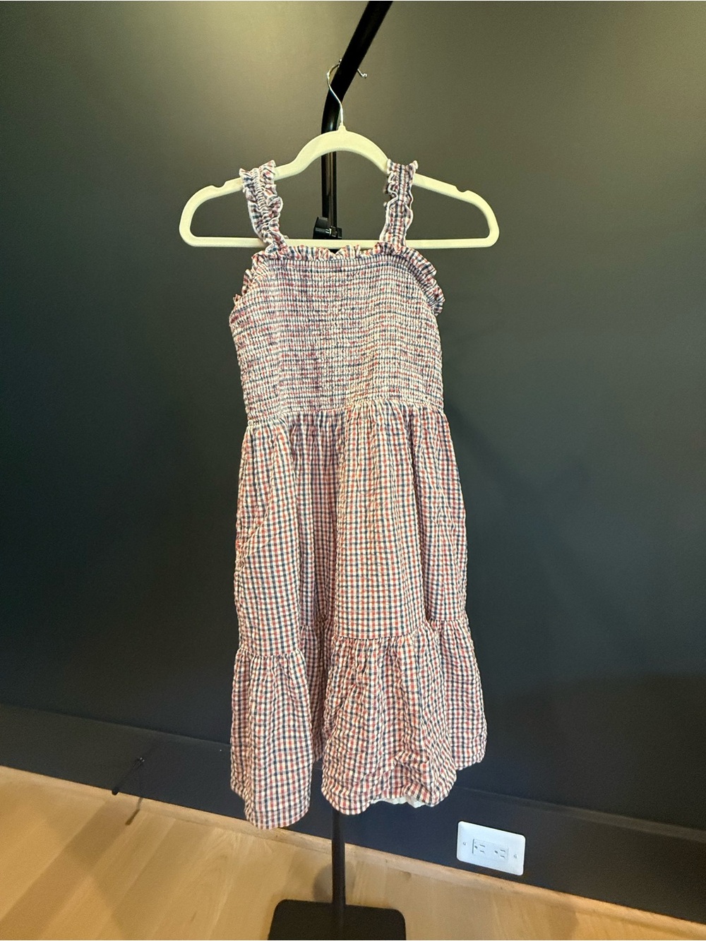 Girls Vineyard Vines Red and Blue Gingham Smocked Sundress
